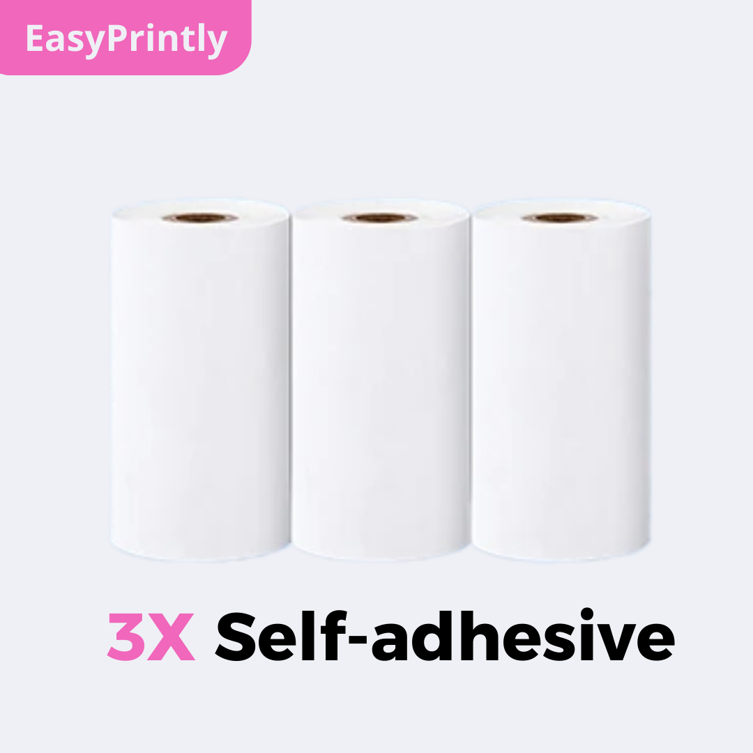 EasyPrintly Self-adhesive Paper Roll: Includes 3 rolls of adhesive-backed paper