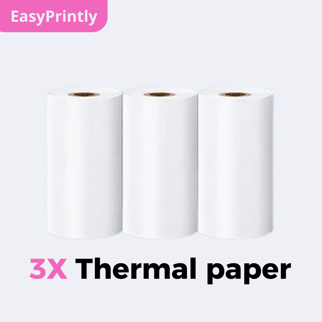 EasyPrintly Thermal Paper Roll: Includes 3 rolls of high-quality thermal paper.