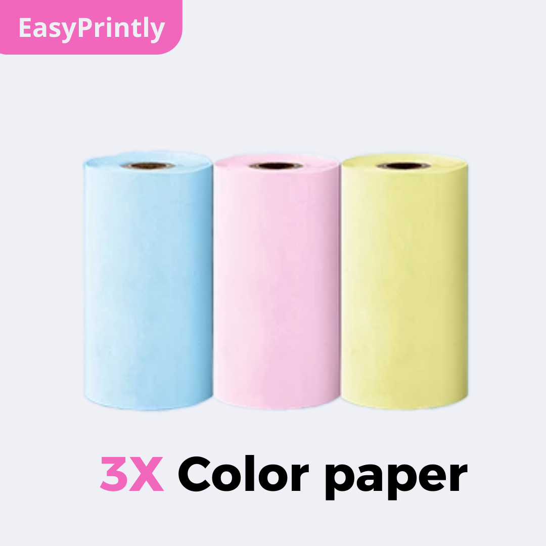 EasyPrintly Color Paper Roll: Includes 3 rolls of vibrant colored paper